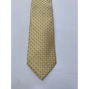 Daniel Cremieux Silk Tie Gold Yellow Geometric Diamond Check Hand Made Luxury
